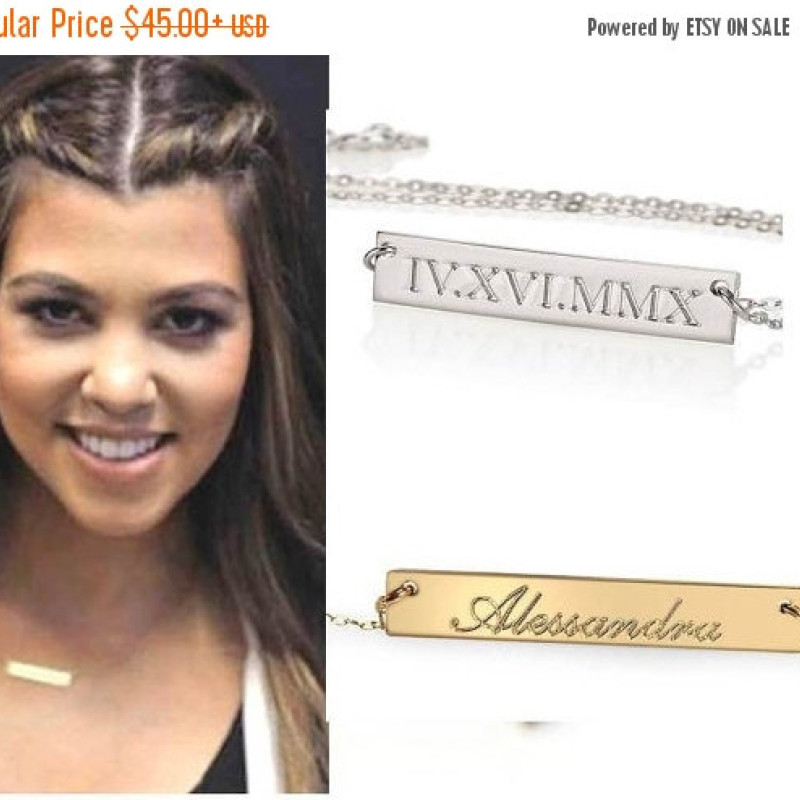 Gold bar necklace on sale with children's names