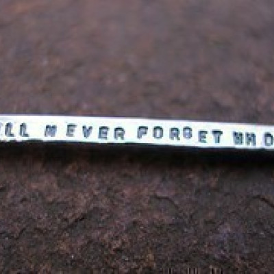 Personalized Hand Stamped Sterling Bar Necklace - all lowercase font