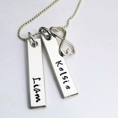 Personalized Hand Stamped Sterling Silver Necklace - Mom Necklace - Grandma Necklace