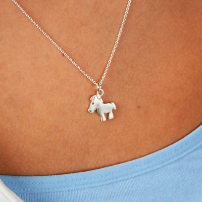 Personalized Horse Necklace with custom round hoop, birthstone, Handstamped Horse Riding gift, Rodeo, Horse Love, Horseback, Sterling Silver