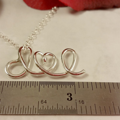 Personalized I Heart U Sterling Initial Pendant, valentines, two lovers, custom