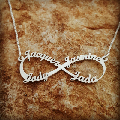 Personalized Infinity necklace 4 name necklace, family necklace Infinity 4 name necklace Children pendant mother child necklace monogram