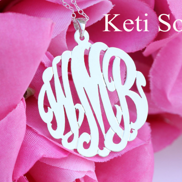 Personalized Initials - Monogrammed Charm Pendant Small to Large Sizes (Order Any Initials) - Sterling Silver