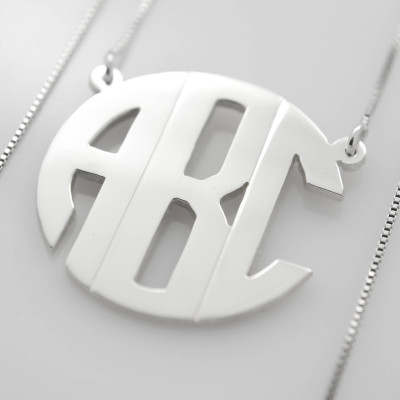 Personalized Initials Letter Monogram Necklace .925 Sterling Silver Pendant Fine Handmade Jewelry