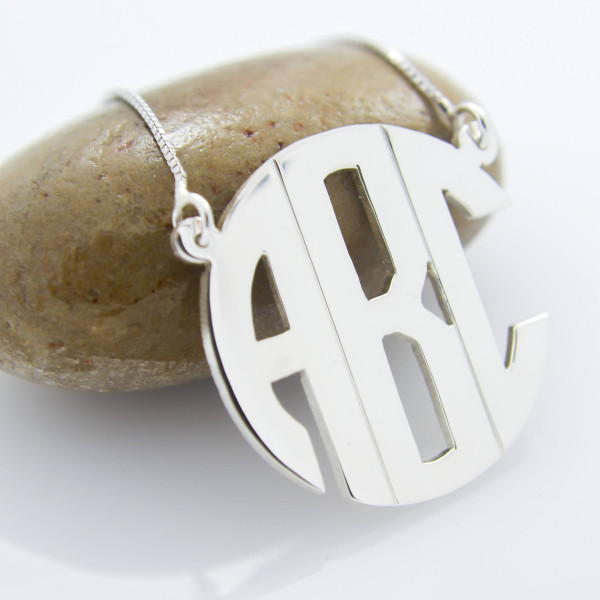 Personalized Initials Letter Monogram Necklace .925 Sterling Silver Pendant Fine Handmade Jewelry