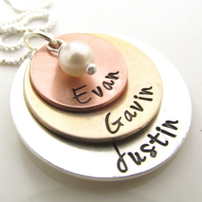 Personalized Jewelry - Mom Necklace with Names - hand stamped necklace - personalized necklace - mothers necklace - name necklace