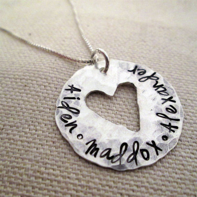 Personalized Jewelry - Whole Hearted- Mothers Necklace - hand stamped jewelry