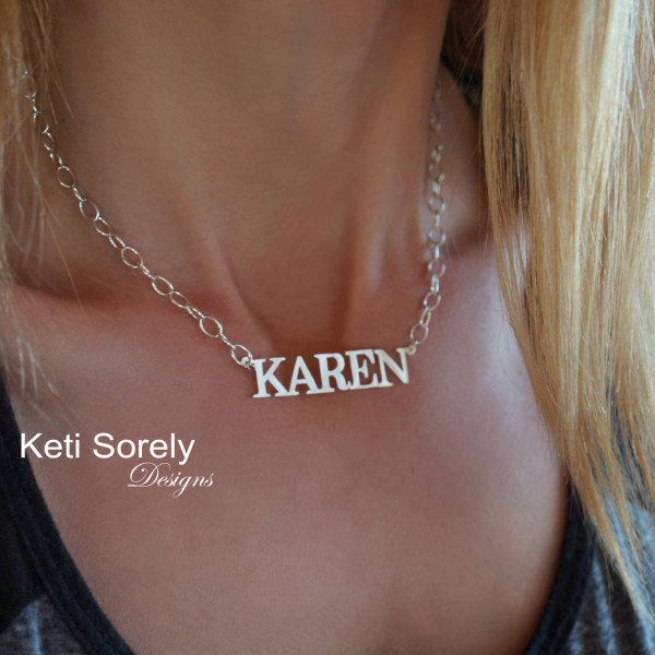Personalized Large Name Necklace With Large Link Chain - Sterling Silver, Yellow Gold, Rose Gold and 18k Gold Plated - Nameplate Necklace
