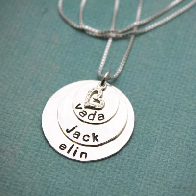 Personalized Layered Mother Necklace, Three (3) Layers Mom Necklace, Hand Stamped Jewelry, Personalized Jewelry, Custom, Sterling Silver
