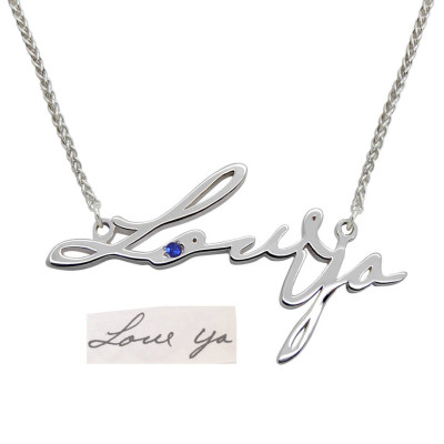 Personalized Memorial Jewelry with Birthstone, Memorial Handwriting Jewelry from Actual Handwriting, Mother Father Dad Grandmother Mom Gift