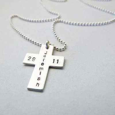 Personalized Mens Cross Necklace - Dad - Friend - Son - Brother - Baptism Gift - Confirmation - Godfather - Engraved - Father of Angel