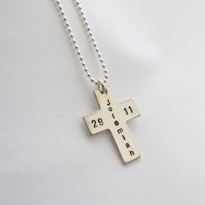Personalized Mens Cross Necklace - Dad - Friend - Son - Brother - Baptism Gift - Confirmation - Godfather - Engraved - Father of Angel