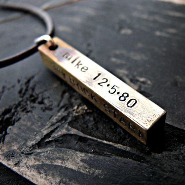 Personalized Mens Necklace - Personalized Fathers Gifts - Mans Personalized Necklace - Hand Stamped Personalized Mens Necklace