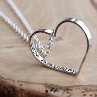 Personalized Message Heart Necklace, Everyday Heart Necklace, Sterling Silver Heart Necklace, Mother's Day Gift- Secret Wishes Necklace