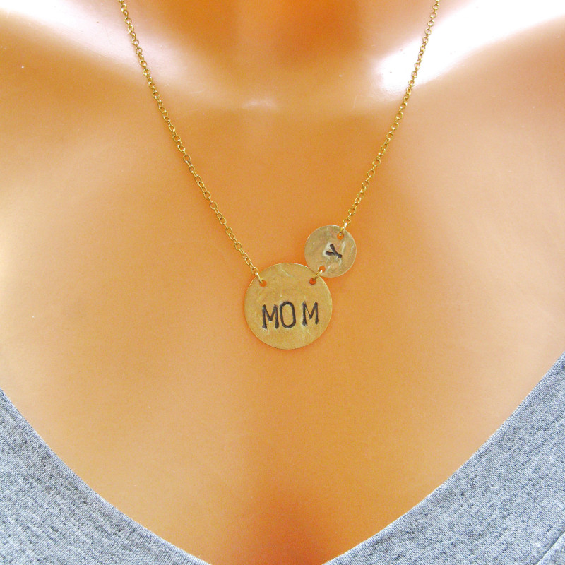 Mom's Silver Initial Necklace with Children's Letters - Personalized Gift