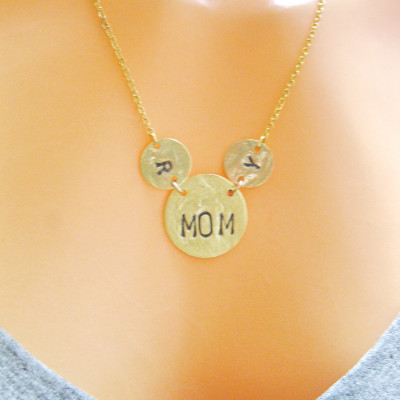 Personalized Mom Necklace, Mom Necklace Gold, Mother Children Necklace, Mom Child Necklace, Mother Necklace Disc, Dainty Necklace, Grandma