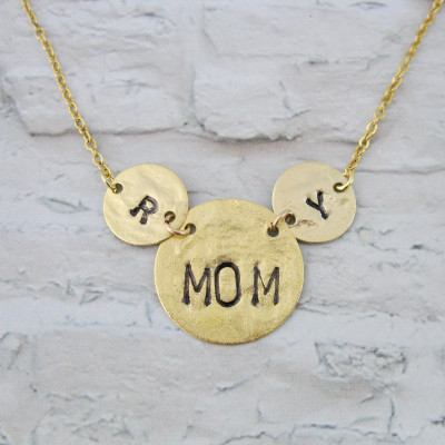 Personalized Mom Necklace, Mom Necklace Gold, Mother Children Necklace, Mom Child Necklace, Mother Necklace Disc, Dainty Necklace, Grandma