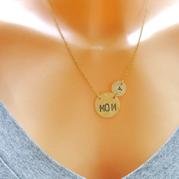 Personalized Mom Necklace, Mom Necklace Gold, Mother Children Necklace, Mom Child Necklace, Mother Necklace Disc, Dainty Necklace, Grandma