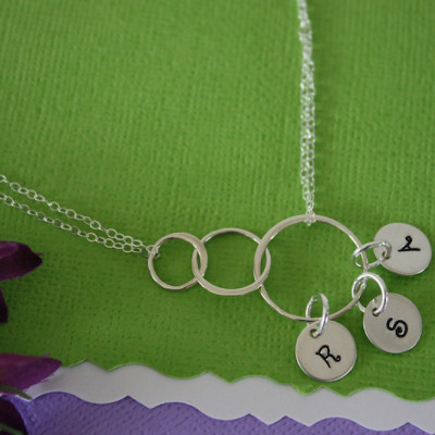 Personalized Mother Infinity Necklace, BFF, Infinite Friendship, Sterling Silver, Karma, Circles, Monogram Necklace