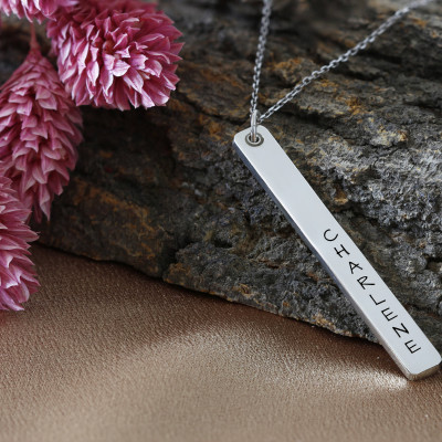 Personalized Name Bar Necklace, Custom Necklace, Letter Necklace, Silver Necklace, Gold, Rose, Gift