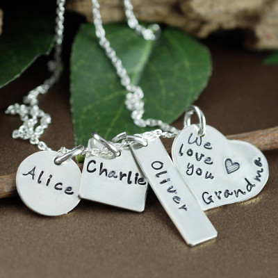 Personalized Name Necklace, Necklace for Grandma, Hand Stamped Necklace, GIft for Grandma, Personalized Necklace with kids Names