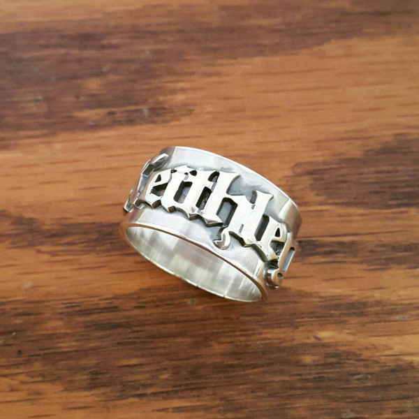 Personalized Name Ring / Name Ring / Men's Women's Gothic Ring / Old English Vintage style ring / wedding ring / sterling silver ring