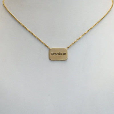 Personalized Nameplate Necklace // 18k yellow, white, rose gold // cut through nameplate // solid gold