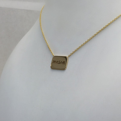 Personalized Nameplate Necklace // 18k yellow, white, rose gold // cut through nameplate // solid gold