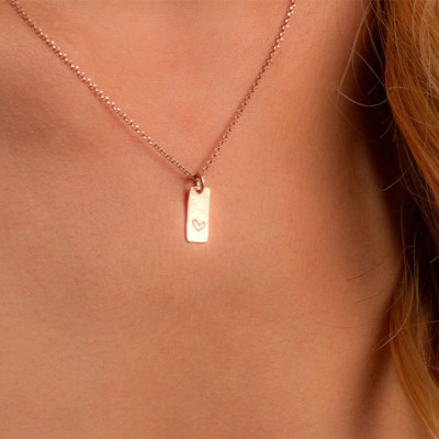 Personalized Necklace Hammered vertical bar necklace Hammered Rectangular Tag Necklace Dainty Necklaces Personalized personalized gift