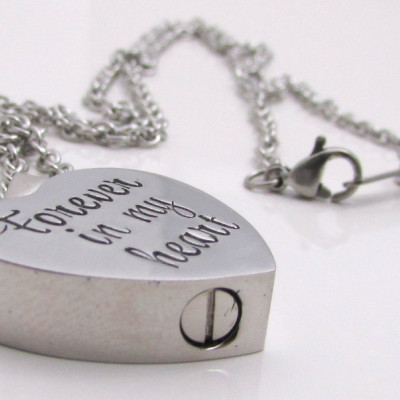 Personalized Necklace - Cremation Jewelry - Hand Stamped Necklace - Cremation Urn Necklace - Forever In My Heart - Personalized Jewelry