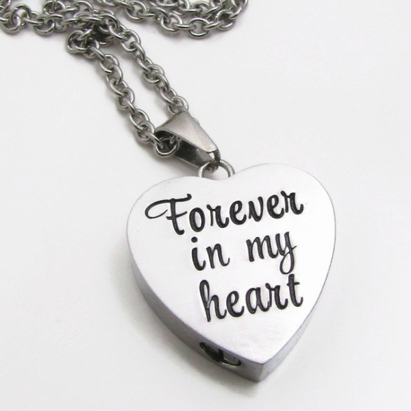 Personalized Necklace - Cremation Jewelry - Hand Stamped Necklace - Cremation Urn Necklace - Forever In My Heart - Personalized Jewelry