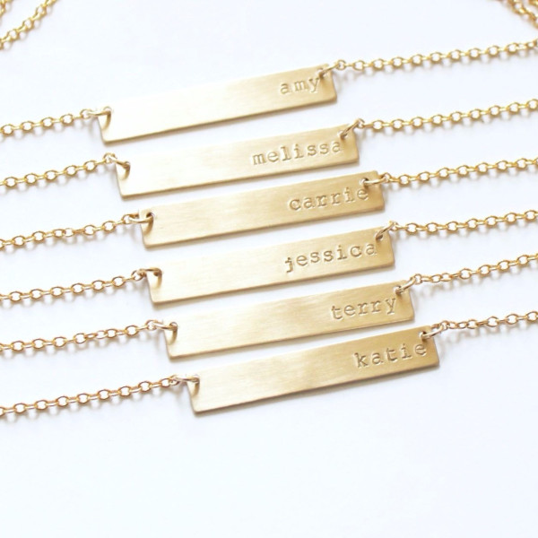 Personalized Necklace, Gold Bar Necklace, Gold Necklace, Customized Name Bar Necklace, Personalized Necklace, Gift for Her, The Silver Wren