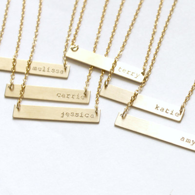 Personalized Necklace, Gold Bar Necklace, Gold Necklace, Customized Name Bar Necklace, Personalized Necklace, Gift for Her, The Silver Wren