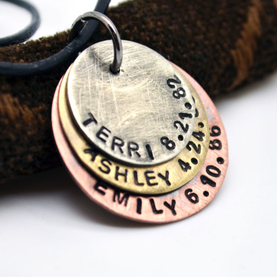Personalized Necklace for Men, New Dad, Men Husband Son Father Dad Boyfriend Gift,Mixed Metal