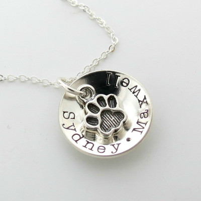 Personalized Paw Necklace - Dog Name - Cat Name - Personalized Jewelry - Mom to Dogs - Mom to Cats - Pet Jewelry - Engraved - Womens