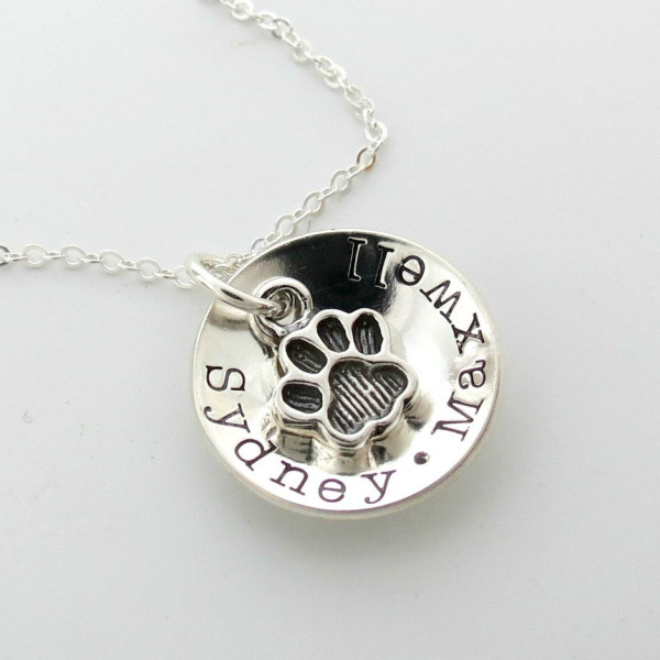 Personalized Paw Necklace - Dog Name - Cat Name - Personalized Jewelry - Mom to Dogs - Mom to Cats - Pet Jewelry - Engraved - Womens