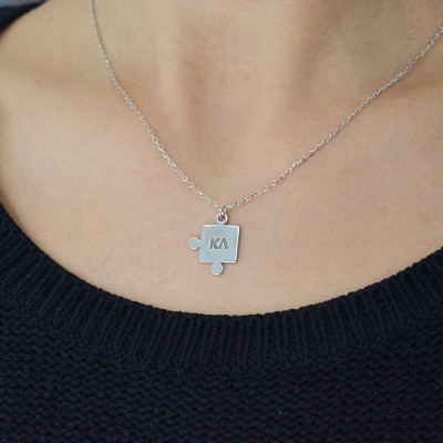 Personalized Puzzle Two Piece Necklace Sterling Silver 925,Rose Gold Necklace,Yellow Gold Necklace,Personalized Necklace,Bridesmaids Gift