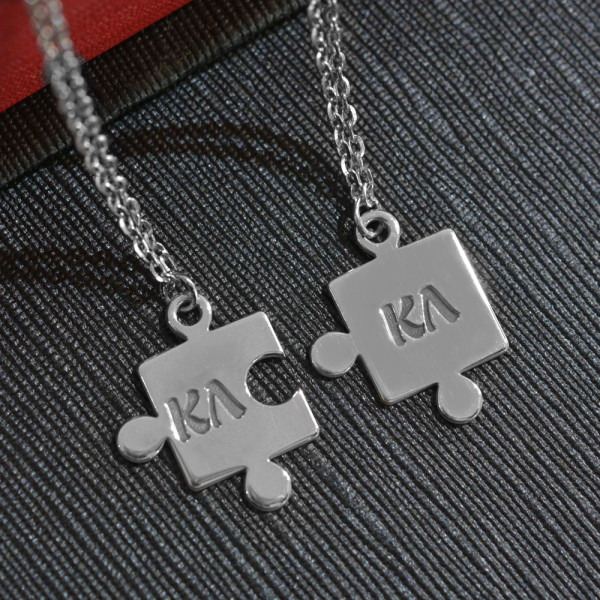 Personalized Puzzle Two Piece Necklace Sterling Silver 925,Rose Gold Necklace,Yellow Gold Necklace,Personalized Necklace,Bridesmaids Gift