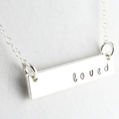 Personalized Rectangle Bar Necklace - Double Sided Handstamped Gift - Hand Stamped Double Sided Gift - Mother's Day Gift