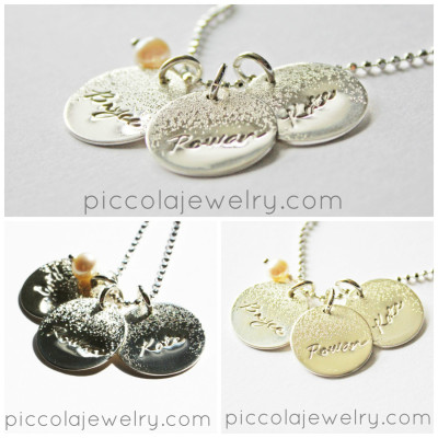 Personalized Silver Name Necklace for Moms - Unique Simple Push Present - Jewelry for Mother of 1 2 3 4 kids - Gift for Grandmother