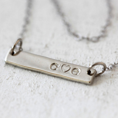 Personalized Solid Gold Bar Necklace 18k White Gold, Initial Bar, Nameplate Bar, Custom Name Necklace