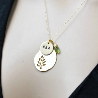 Personalized Tree Necklace, Gold Initial Necklace, Personalized Gift for Women, Custom Birthstone Necklace, Mothers Necklace, Friendship
