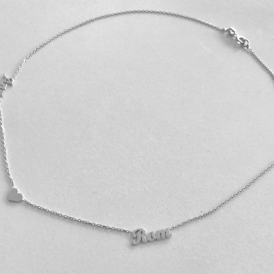Personalized Two Names Necklace with Heart - Dainty Name Necklace - Two Names Necklace - Bridesmaid Gift - Couple Necklace - Christmas Gift