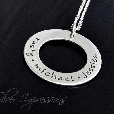 Personalized Washer Necklace / Hand Stamped Jewelry / Mommy Necklace