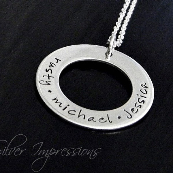 Personalized Washer Necklace / Hand Stamped Jewelry / Mommy Necklace