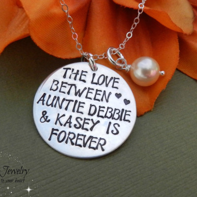 Personalized aunt gift, Auntie necklace, Aunt niece/ Aunt nephew jewelry, Gift for aunt, custom name and birthstone/ pearl, Sterling silver