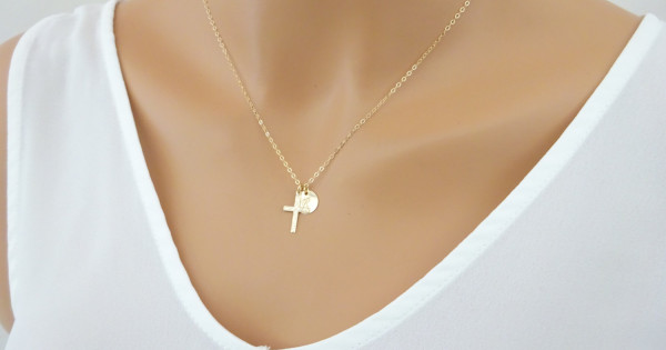Personalised Cross Birth Charm Necklace | Posh Totty Designs