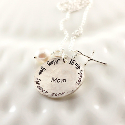 Personalized memorial jewelry - Isaiah 40:31 - Hand stamped sterling silver necklace