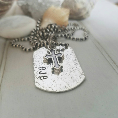Personalized men's jewelry, Custom Dog Tag, Sterling silver dog tag, Double sided dog tag, Dad jewelry, Mens personalized dog tag, Mens Gift