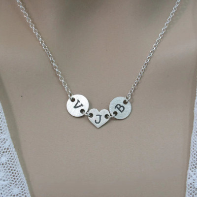 Personalized necklace - Sterling silver charms initial necklace - bridesmaid gift ideas, romantic, birthday gift